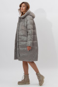 Купить Пальто утепленное женское зимние светло-серого цвета 11201SS, фото 6