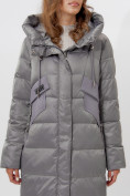 Купить Пальто утепленное женское зимние серого цвета 11201Sr, фото 15