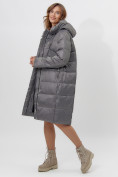 Купить Пальто утепленное женское зимние темно-серого цвета 11201TC, фото 12