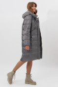 Купить Пальто утепленное женское зимние темно-серого цвета 11201TC, фото 13