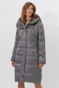 Купить Пальто утепленное женское зимние темно-серого цвета 11201TC, фото 4