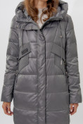 Купить Пальто утепленное женское зимние темно-серого цвета 11201TC, фото 6