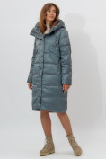 Купить Пальто утепленное женское зимние зеленого цвета 11201Z, фото 2