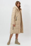 Купить Пальто утепленное женское зимние бежевого цвета 11207B, фото 3