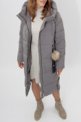 Купить Пальто утепленное женское зимние серого цвета 11207Sr, фото 18