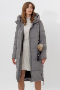 Купить Пальто утепленное женское зимние серого цвета 11207Sr, фото 10