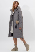 Купить Пальто утепленное женское зимние серого цвета 11207Sr, фото 14