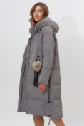 Купить Пальто утепленное женское зимние серого цвета 11207Sr, фото 11