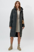 Купить Пальто утепленное женское зимние темно-зеленого цвета 11207TZ, фото 3