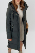 Купить Пальто утепленное женское зимние темно-зеленого цвета 11207TZ, фото 9