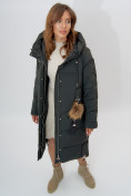 Купить Пальто утепленное женское зимние темно-зеленого цвета 11207TZ, фото 6