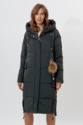 Купить Пальто утепленное женское зимние темно-зеленого цвета 11207TZ, фото 11