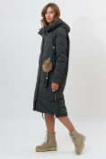 Купить Пальто утепленное женское зимние темно-зеленого цвета 11207TZ, фото 12