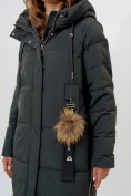 Купить Пальто утепленное женское зимние темно-зеленого цвета 11207TZ, фото 14
