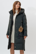 Купить Пальто утепленное женское зимние темно-зеленого цвета 11207TZ, фото 10