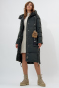 Купить Пальто утепленное женское зимние темно-зеленого цвета 11207TZ, фото 8