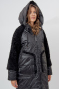 Купить Пальто утепленное женское зимние черного цвета 11208Ch, фото 8