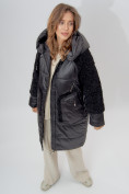 Купить Пальто утепленное женское зимние черного цвета 11208Ch, фото 7