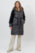 Купить Пальто утепленное женское зимние черного цвета 11208Ch