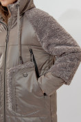 Купить Пальто утепленное женское зимние коричневого цвета 11208K, фото 9