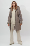Купить Пальто утепленное женское зимние коричневого цвета 11208K, фото 5