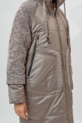 Купить Пальто утепленное женское зимние коричневого цвета 11208K, фото 8