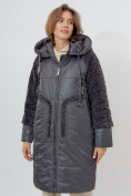 Купить Пальто утепленное женское зимние темно-серого цвета 11208TC, фото 8