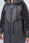 Купить Пальто утепленное женское зимние темно-серого цвета 11208TC, фото 10