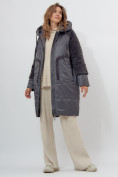 Купить Пальто утепленное женское зимние темно-серого цвета 11208TC, фото 7