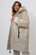 Купить Пальто утепленное женское зимние бежевого цвета 11209B, фото 9