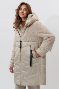 Купить Пальто утепленное женское зимние бежевого цвета 11209B, фото 6