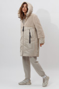Купить Пальто утепленное женское зимние бежевого цвета 11209B, фото 3