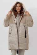 Купить Пальто утепленное женское зимние бежевого цвета 11209B, фото 8