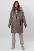 Купить Пальто утепленное женское зимние коричневого цвета 11209K