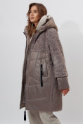 Купить Пальто утепленное женское зимние коричневого цвета 11209K, фото 11