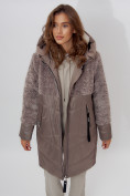 Купить Пальто утепленное женское зимние коричневого цвета 11209K, фото 14