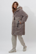 Купить Пальто утепленное женское зимние коричневого цвета 11209K, фото 3