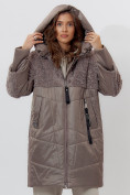 Купить Пальто утепленное женское зимние коричневого цвета 11209K, фото 5