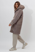 Купить Пальто утепленное женское зимние коричневого цвета 11209K, фото 10