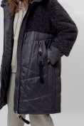 Купить Пальто утепленное женское зимние темно-серого цвета 11209TC, фото 14