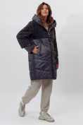 Купить Пальто утепленное женское зимние темно-серого цвета 11209TC, фото 3