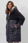 Купить Пальто утепленное женское зимние темно-серого цвета 11209TC, фото 5
