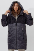 Купить Пальто утепленное женское зимние темно-серого цвета 11209TC, фото 8