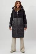 Купить Пальто утепленное женское зимние темно-серого цвета 11210TC