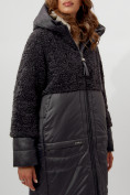 Купить Пальто утепленное женское зимние темно-серого цвета 11210TC, фото 3
