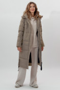 Купить Пальто утепленное женское зимние бежевого цвета 112132B, фото 2