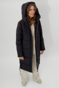Купить Пальто утепленное женское зимние черного цвета 112132Ch, фото 7