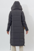 Купить Пальто утепленное женское зимние темно-серого цвета 112132TC, фото 5