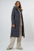 Купить Пальто утепленное женское зимние темно-серого цвета 112132TC, фото 7