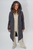 Купить Пальто утепленное женское зимние темно-серого цвета 112132TC, фото 8